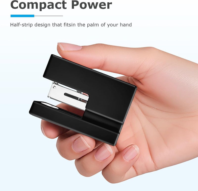 Yzkula Mini Stapler - Small Cute Desk Staplers - 25 Sheet Capacity with 830 Staples and Staple Remover, Desktop Stapler for Office, School, Home, Black - Image 3